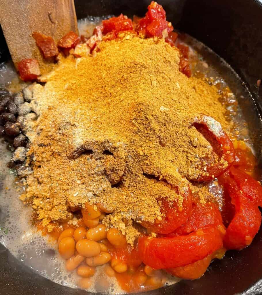 taco and ranch seasoning added to the soup pot