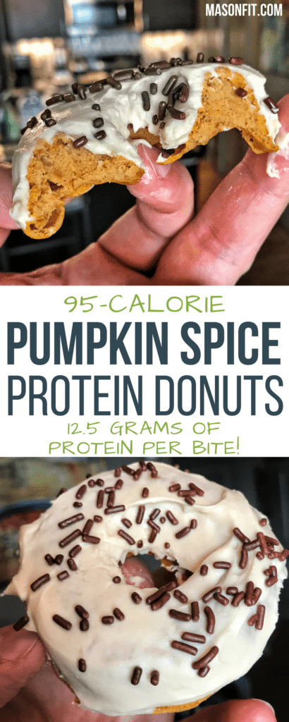 With 95 calories, 12.5 grams of protein, and only 0.3 grams of fat, these high protein pumpkin spice donuts are the perfect addition to any healthy breakfast or snack. 