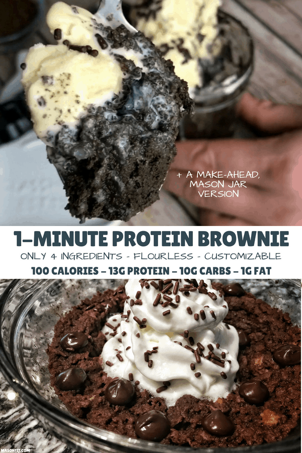 You'll love this ooey-gooey microwaveable chocolate protein brownie that's ready in one minute and packs 13 grams of protein into 100 calories.