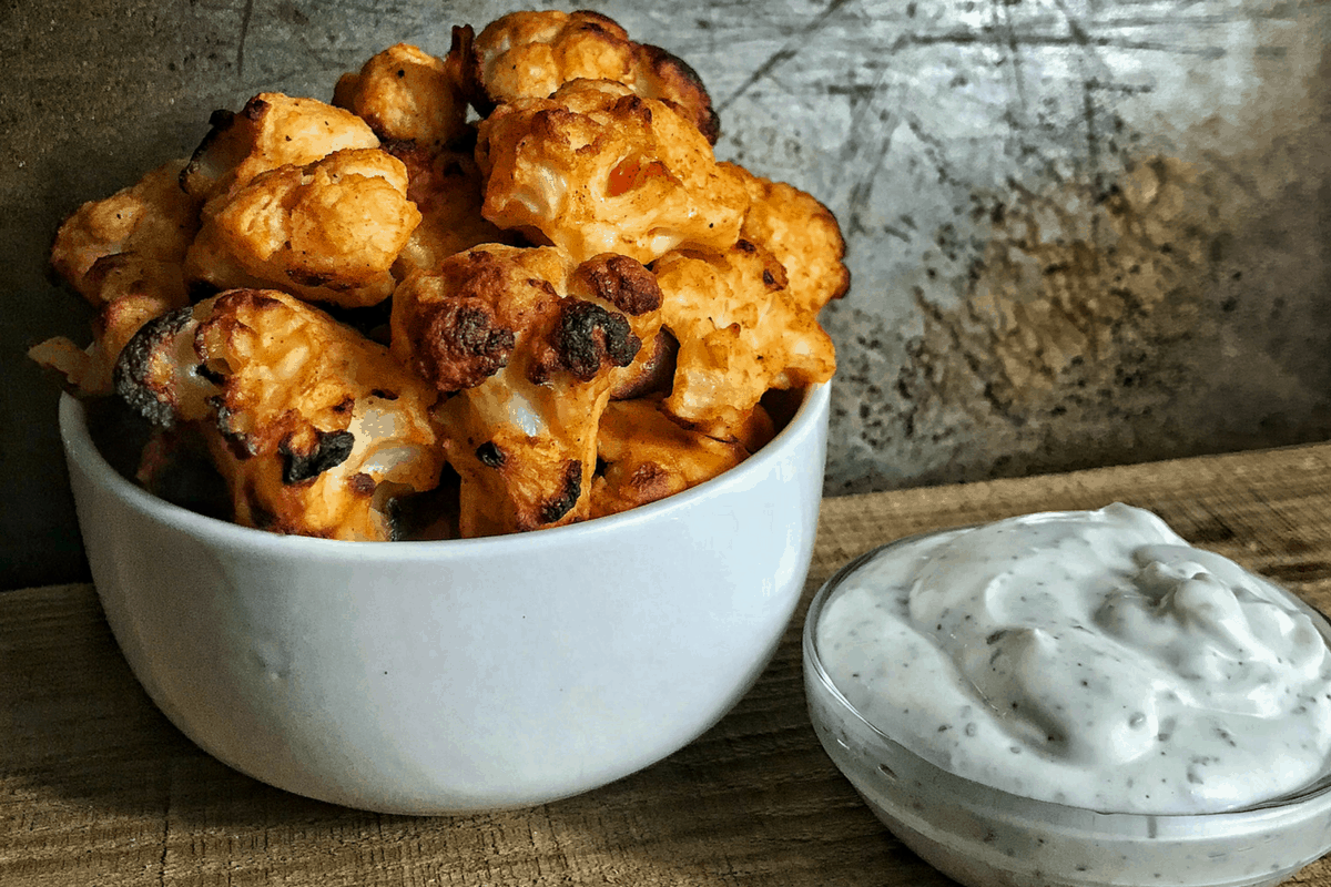 high protein cauliflower buffalo wings recipe Mason Woodruff