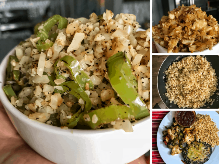 7 quick and easy cauliflower fried rice recipes that include Italian, Oriental, Mexican, and other twists to pair with any low calorie meal!