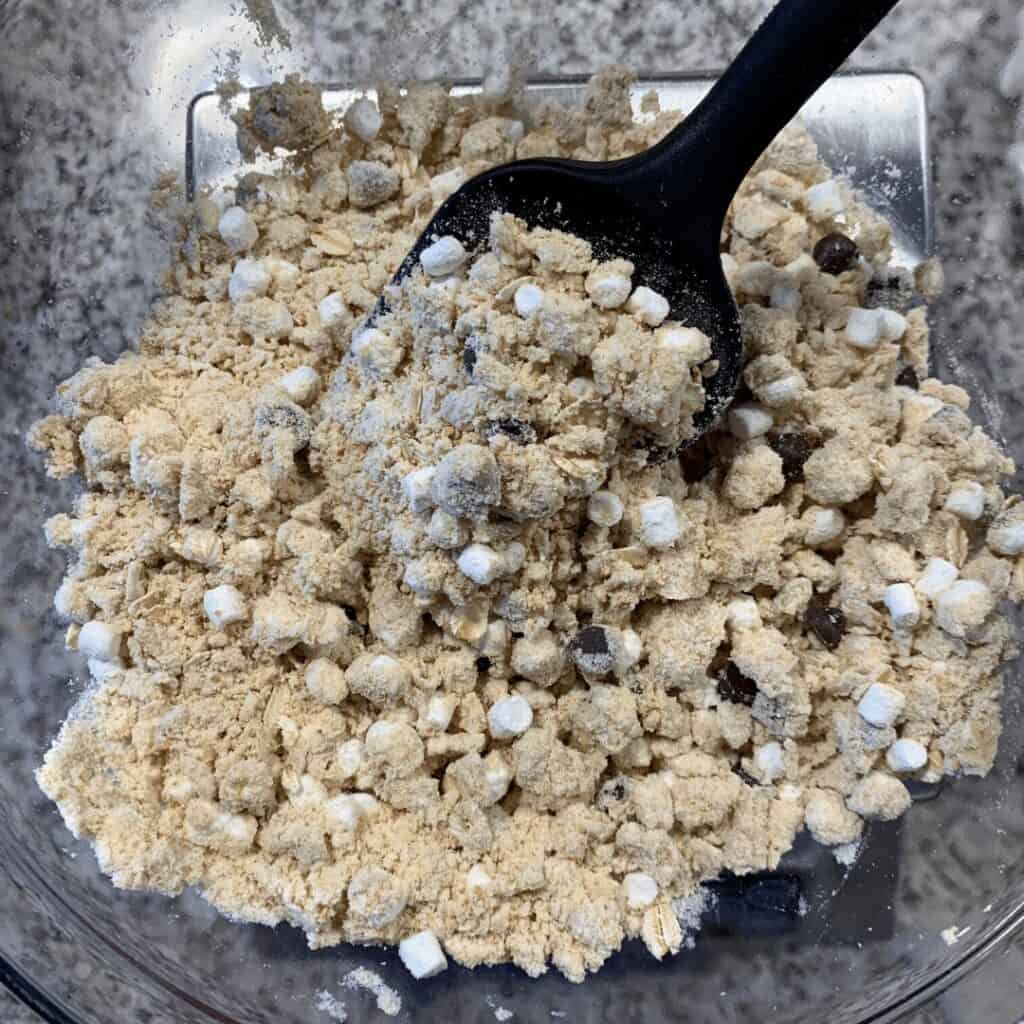 the protein bites mixture after adding 1/4 cup of milk