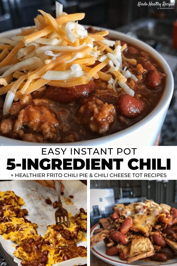 A ridiculously easy Instant Pot chili recipe that will save you a ton of time and energy while opening up a world of opportunity for other healthy recipes like low calorie Frito chili pie and high protein chili cheese tater tots and fries. 