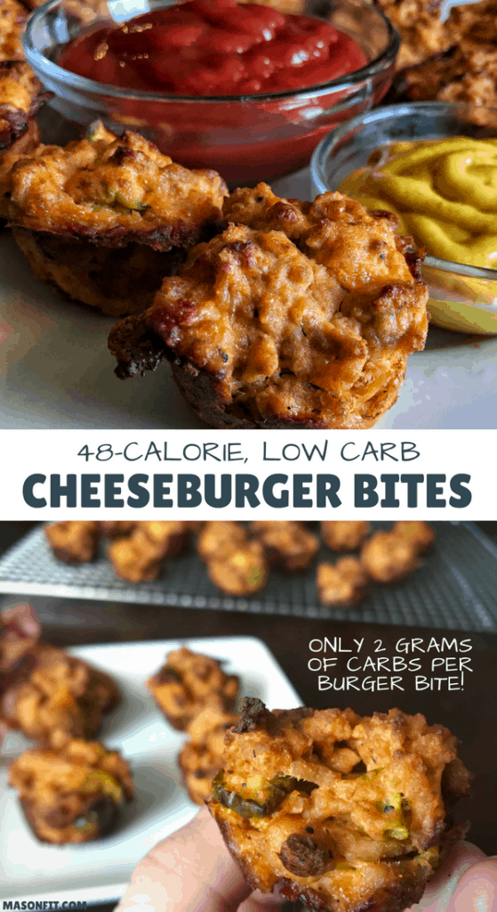 A recipe for high protein, low carb, and low calorie cheeseburger bites with all your favorite burger fixins packed in an easy to eat finger food. If you like cheeseburgers, you'll love these.