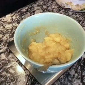 mashed bananas and apple sauce for protein banana bread