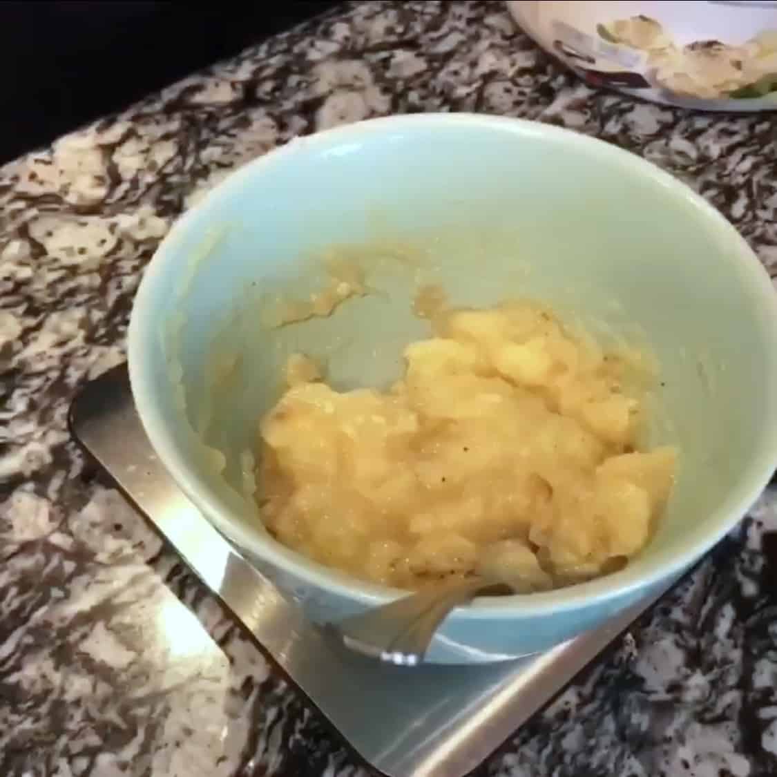 mashed bananas and apple sauce for protein banana bread