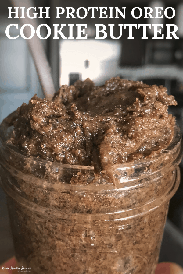 An Oreo flavored healthy cookie butter recipe that has 30% fewer calories and nearly 4 times the protein than other cookie butter products.