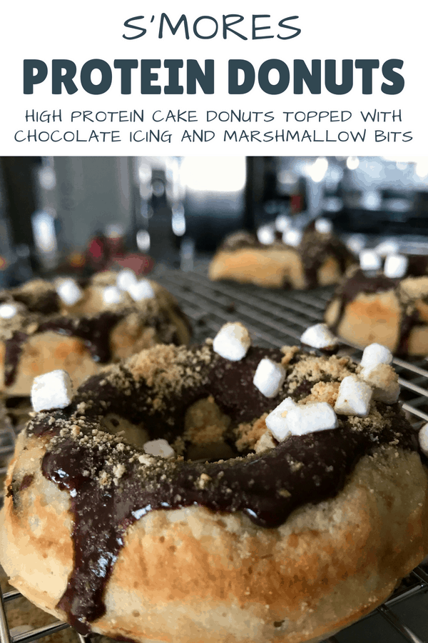 A s'mores protein donuts recipe with 7 grams of protein, only 120 calories per donut, and plenty of modifications for lower calorie, lower carb needs.