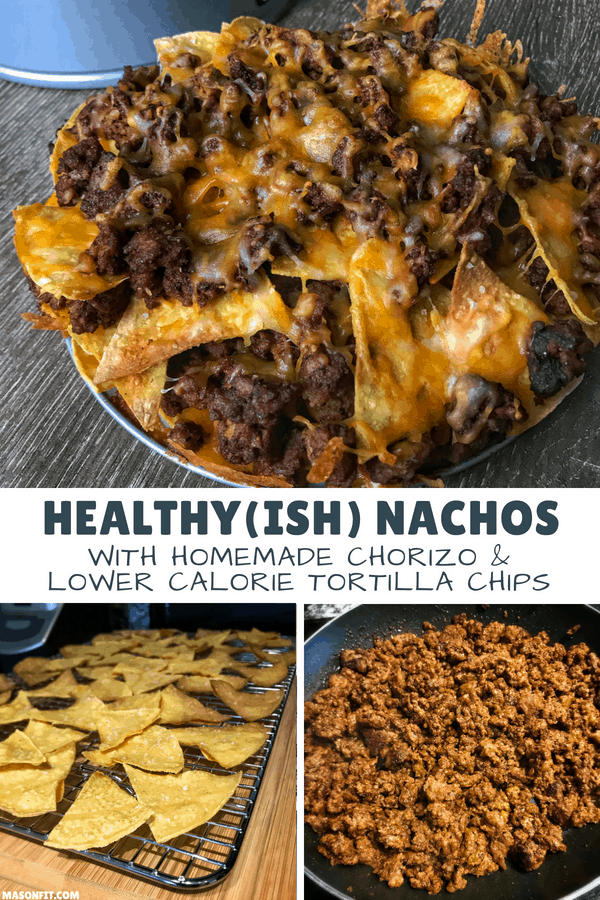 These are nacho average healthy nachos. You won't find veggies as chips or any trickery like that. Instead, you'll find a lower calorie tortilla chips recipe and a super simple homemade chorizo that packs serious flavor. If you're a calorie conscious eater, you're going to love these nachos.