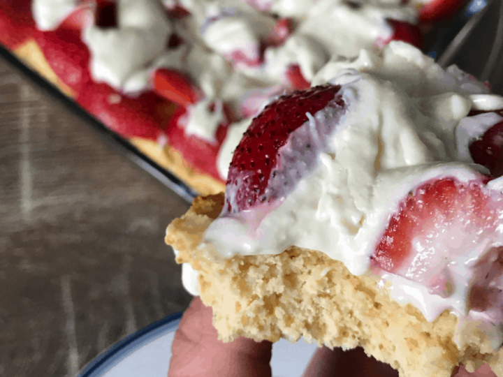 white chocolate strawberry cheesecake protein cake bars recipe featured image