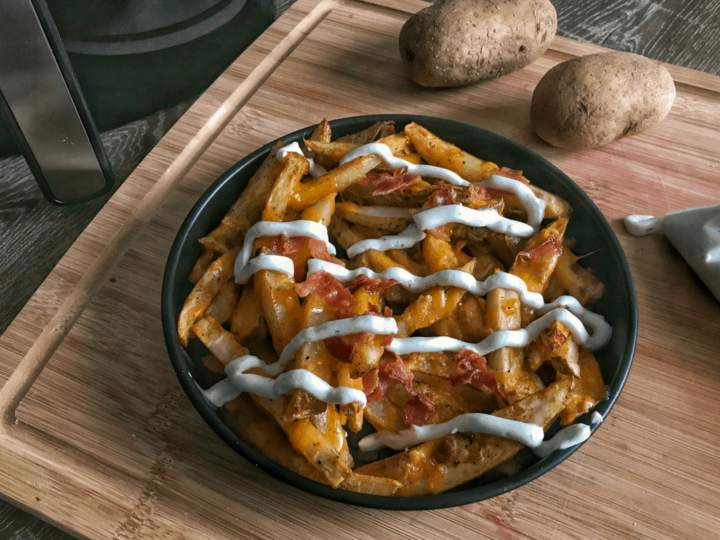 bacon ranch air fryer french fries featured image