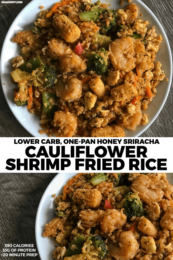 You'll love this simple shrimp fried cauliflower rice recipe that transforms frozen ingredients into a perfectly sweet and spicy high protein dish. 