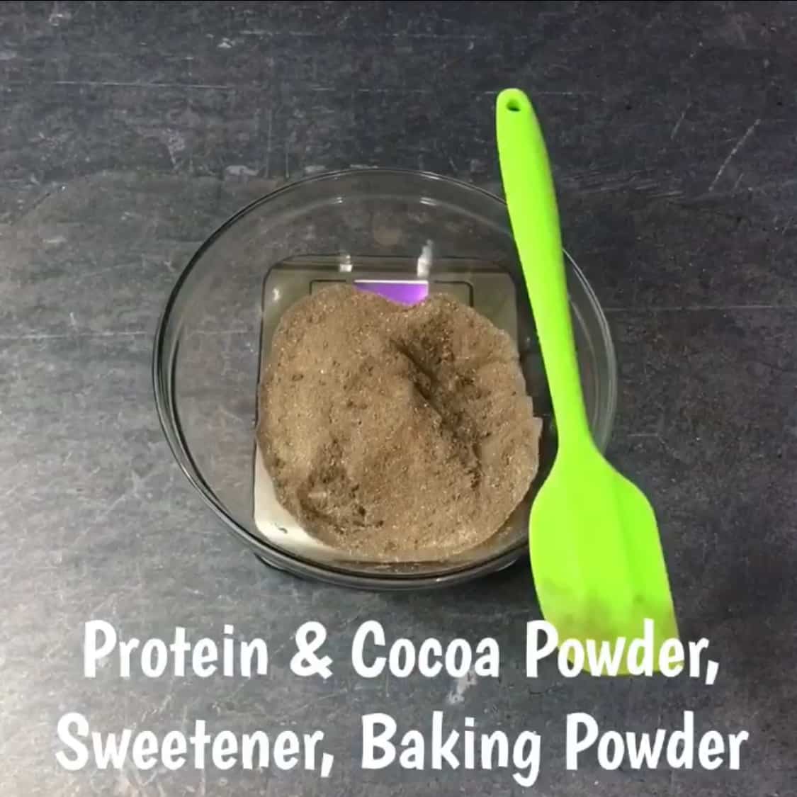 easy chocolate protein pancakes dry ingredients in a mixing bowl
