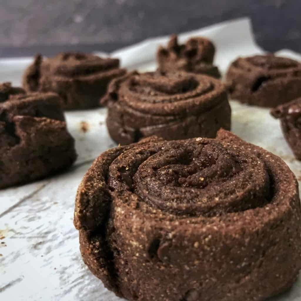 healthy chocolate cinnamon rolls before icing