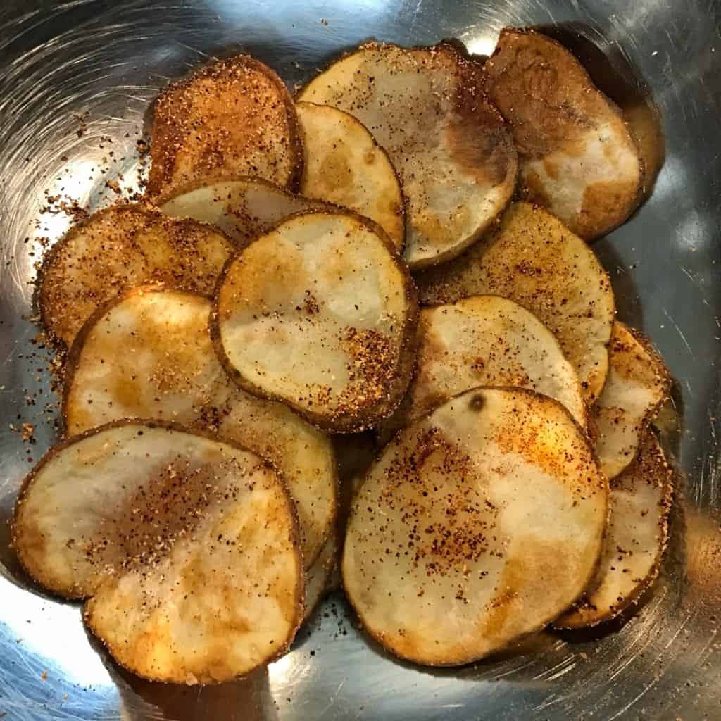 spicy sweet chili air fryer potato chips