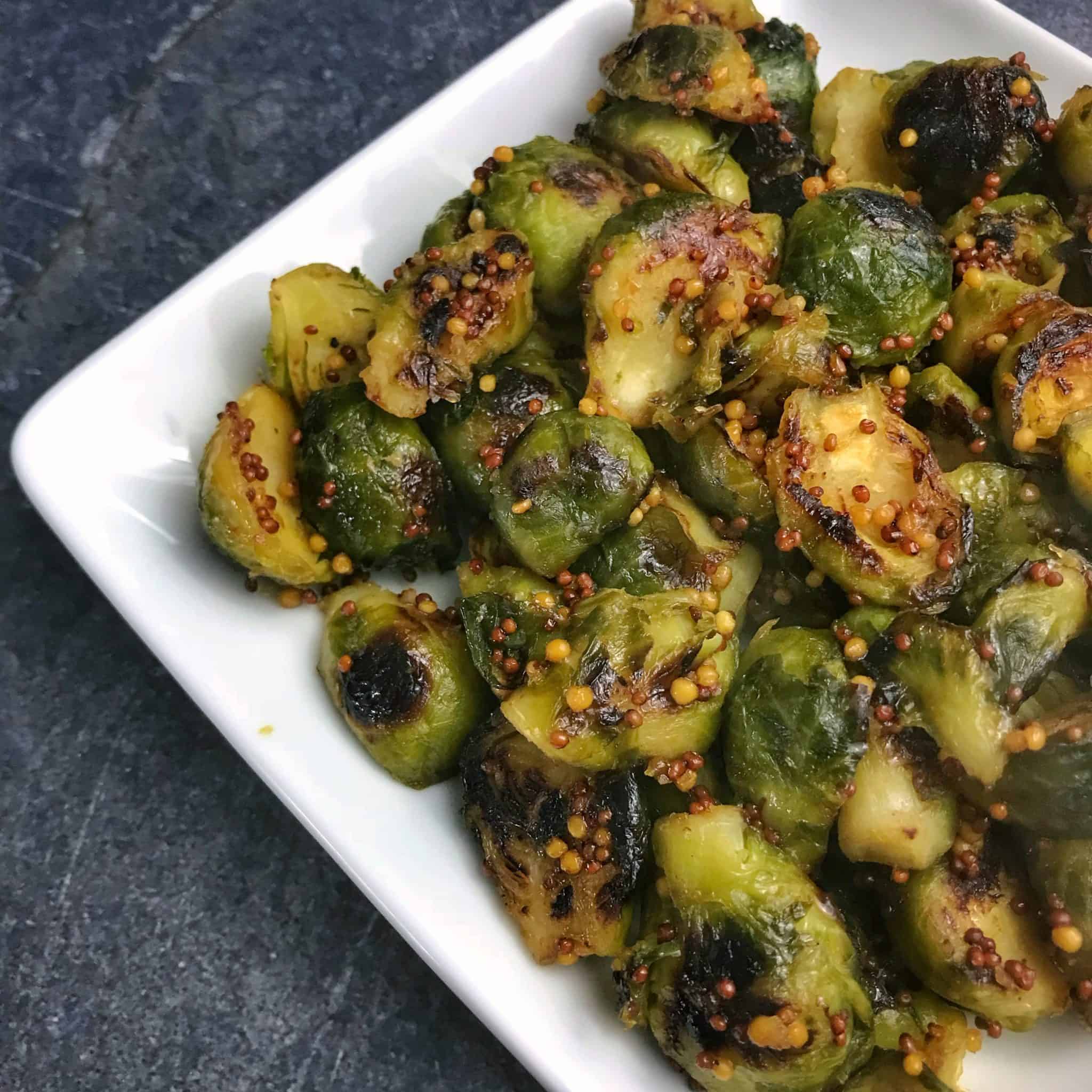 Honey Mustard Pan Roasted Brussels Sprouts from Frozen in 10 Mintues