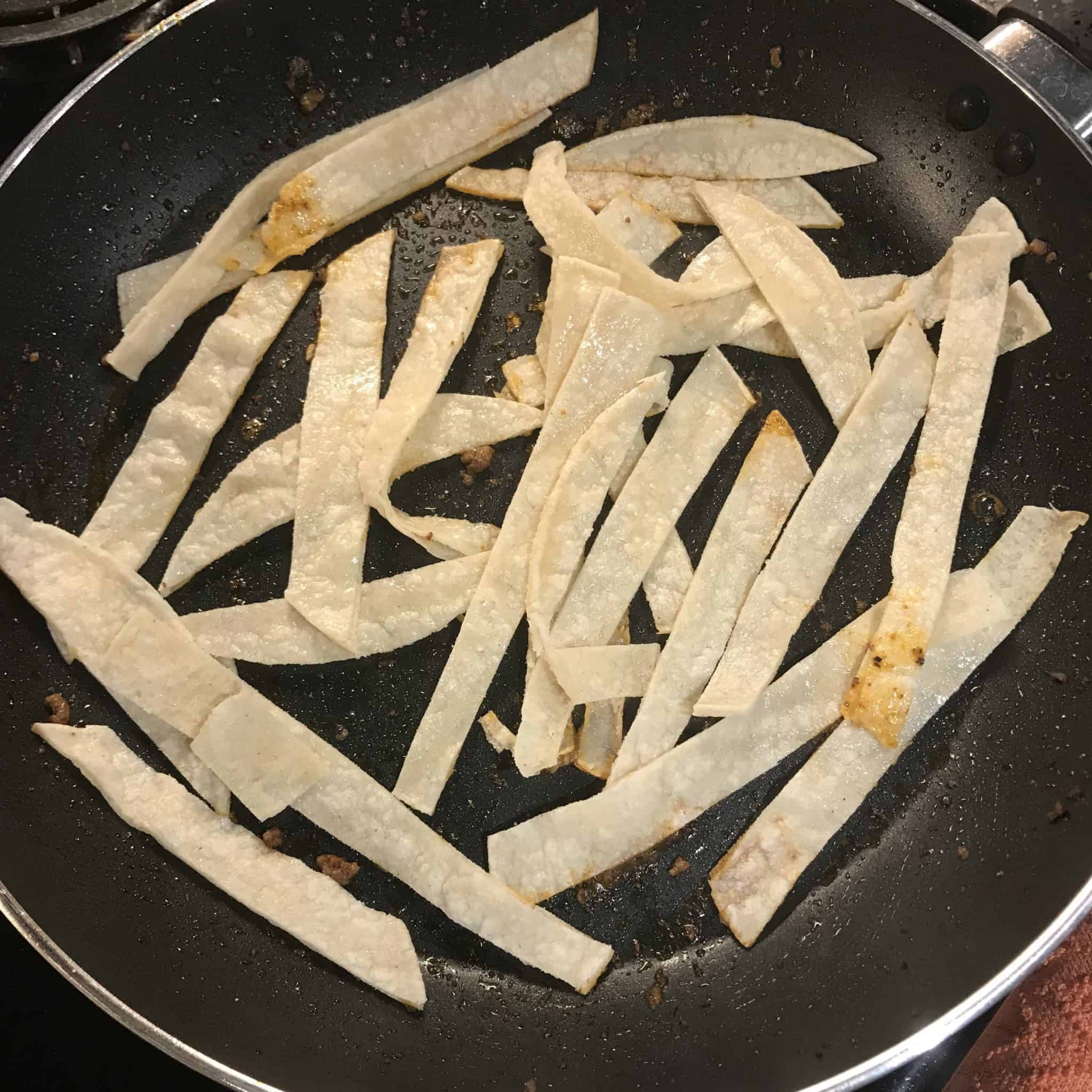 pan fried tortilla strips for healthy taco salad recipes