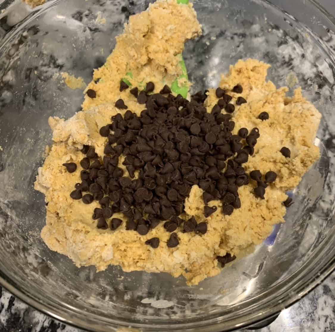 chocolate chip protein cookies process shot
