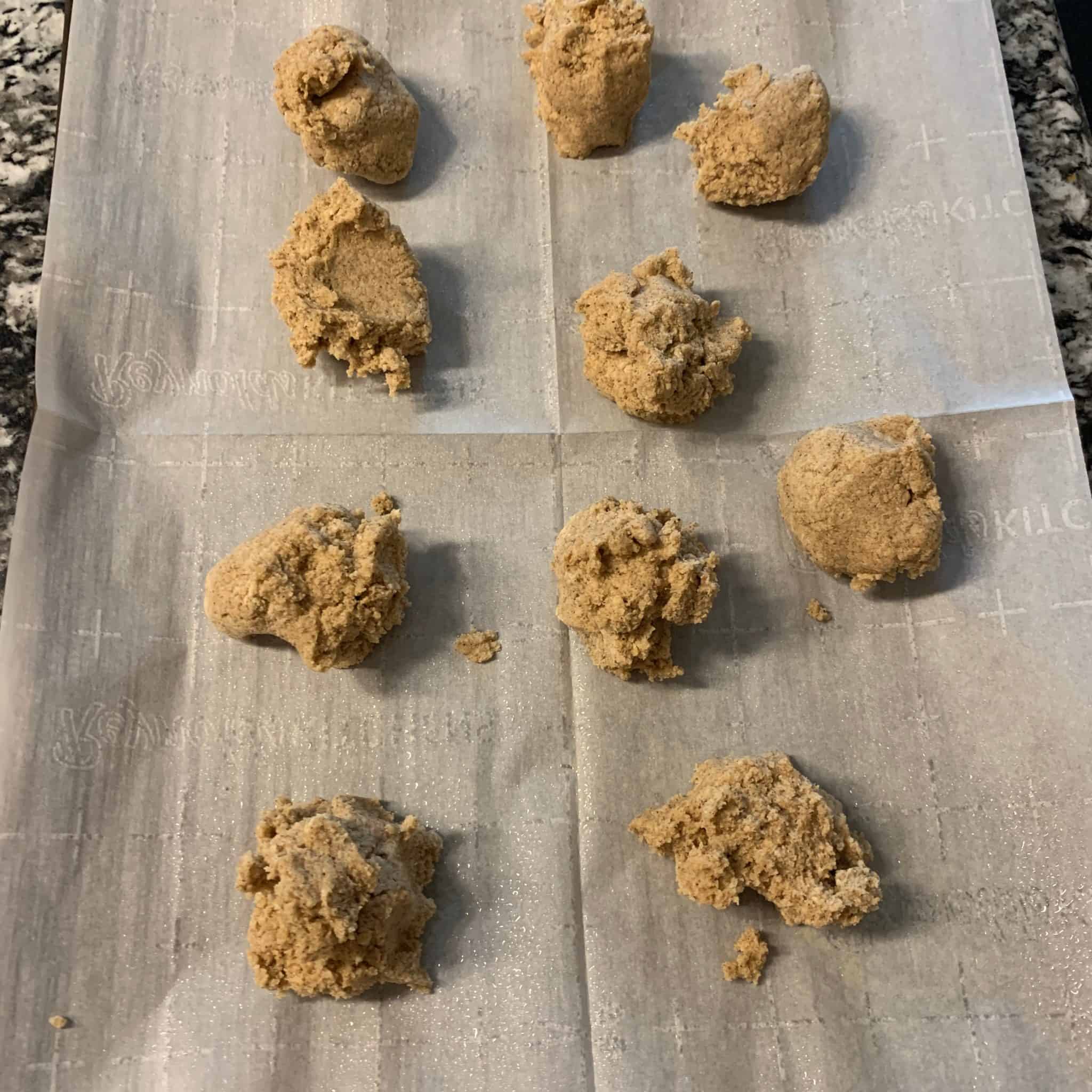 gingerbread protein balls dough split into 10 pieces