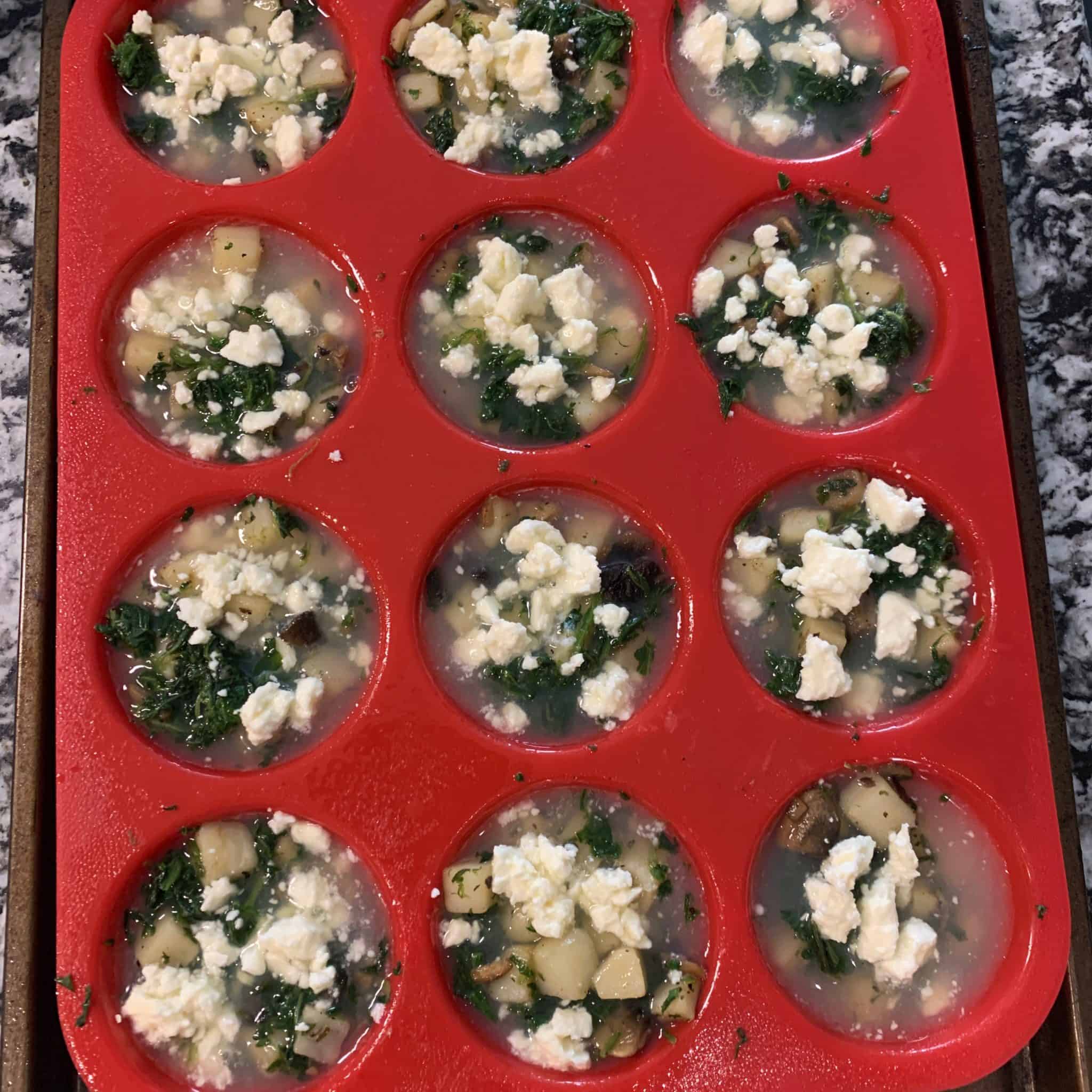 potato mushroom spinach and feta egg white cups step 5