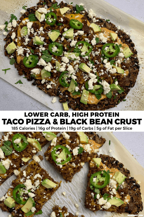 Looking for a pizza crust alternative that's not made with cauliflower? You'll love this healthy taco pizza and 3-ingredient black bean pizza crust. It's lower carb, lower calorie, and loaded with awesome Southwest flavors. 