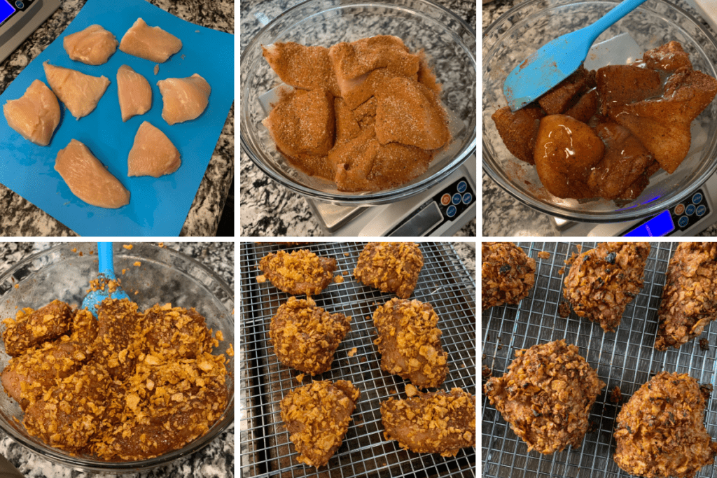 photo collage of how to make oven baked crispy chicken without oil