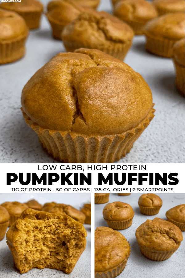 If you're in need of low carb breakfast or snack ideas, you'll love these pumpkin protein muffins. They're super easy to make and have just 3 net carbs each! 