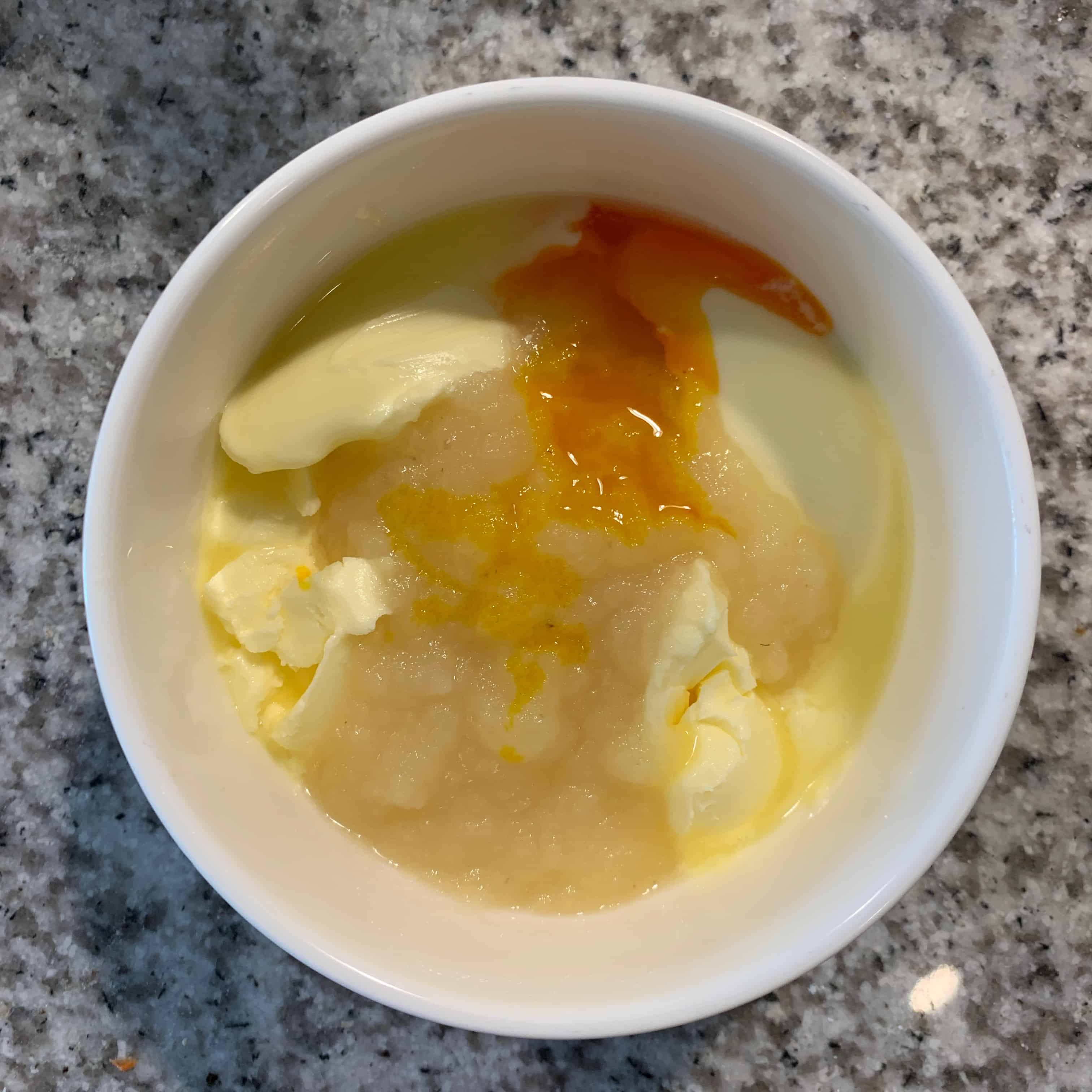 butter, apple sauce, and cake batter extract