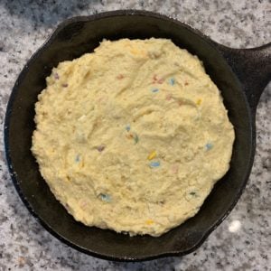 skillet cookie before baking
