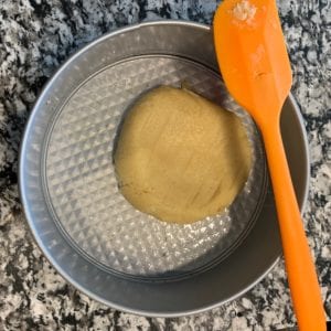 protein cheesecake crust before pressing flat