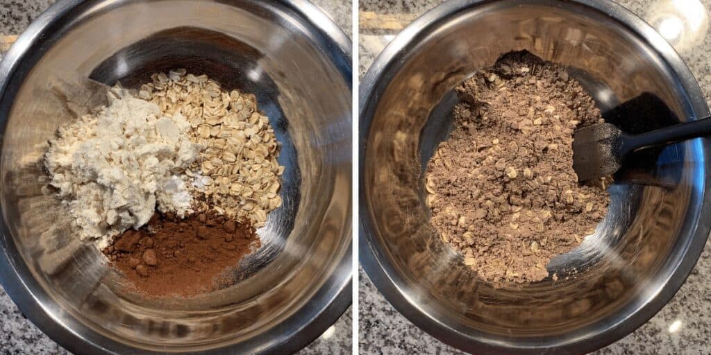 dry ingredients before and after mixing