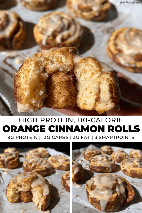 If you loved orange cinnamon rolls as a kid, now you can relive that joy with this lower calorie, high protein version! The orange filled, high protein dough is filled with melted butter and cinnamon, and each cinnamon roll is covered in a sugar free orange glaze.
