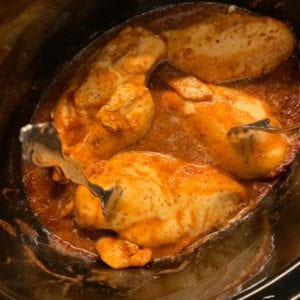 honey chipotle crockpot pulled chicken after cooking