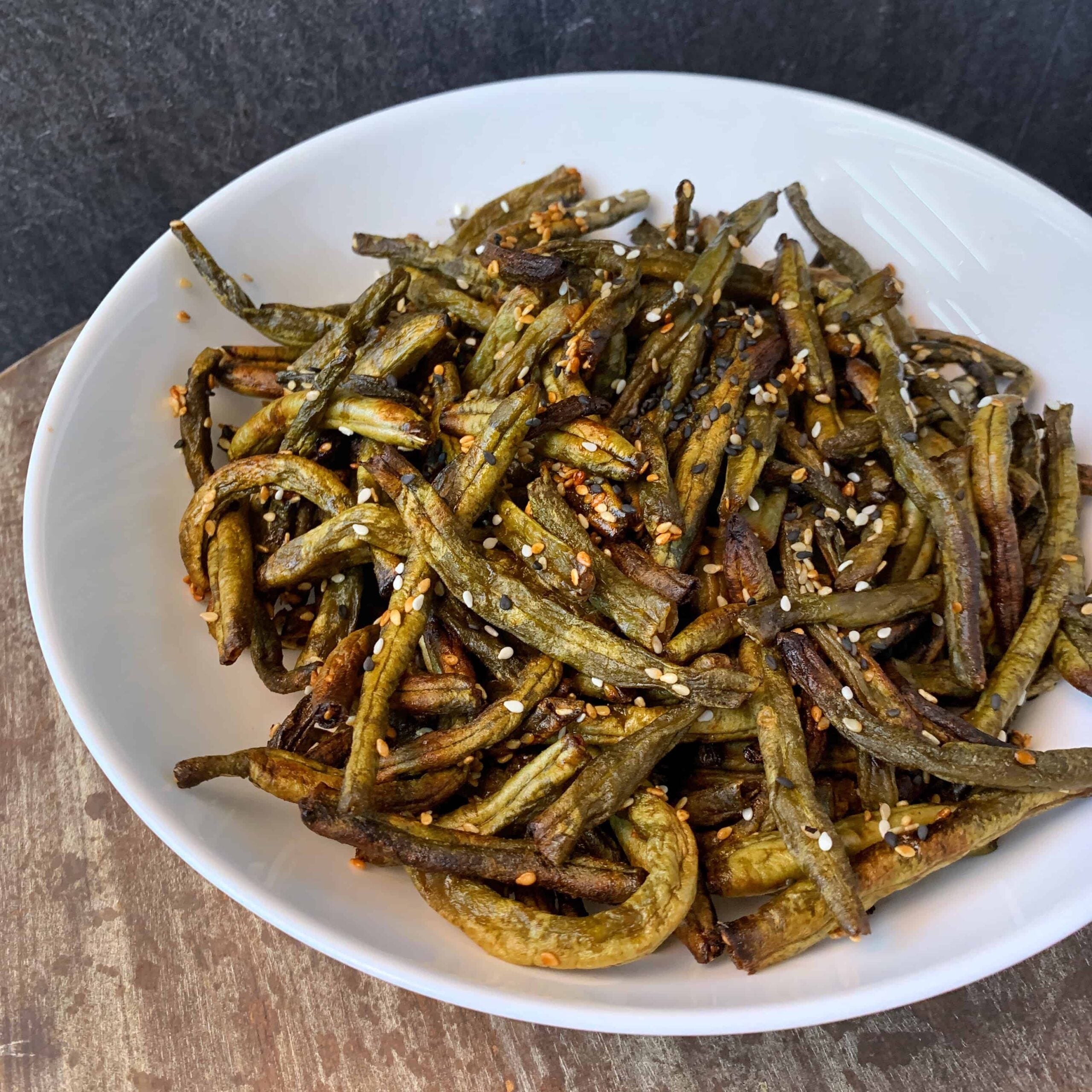 Spicy Sesame Air Fryer Green Beans Kinda Healthy Recipes