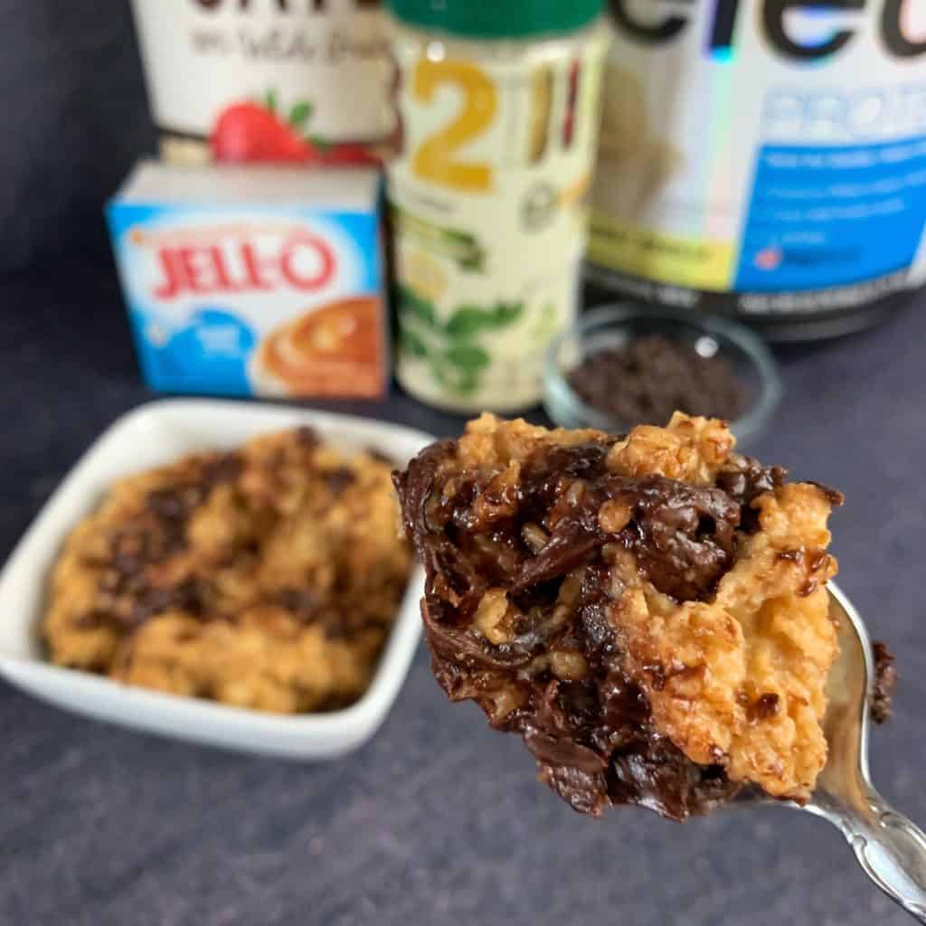 butterfinger protein oatmeal on a spoon