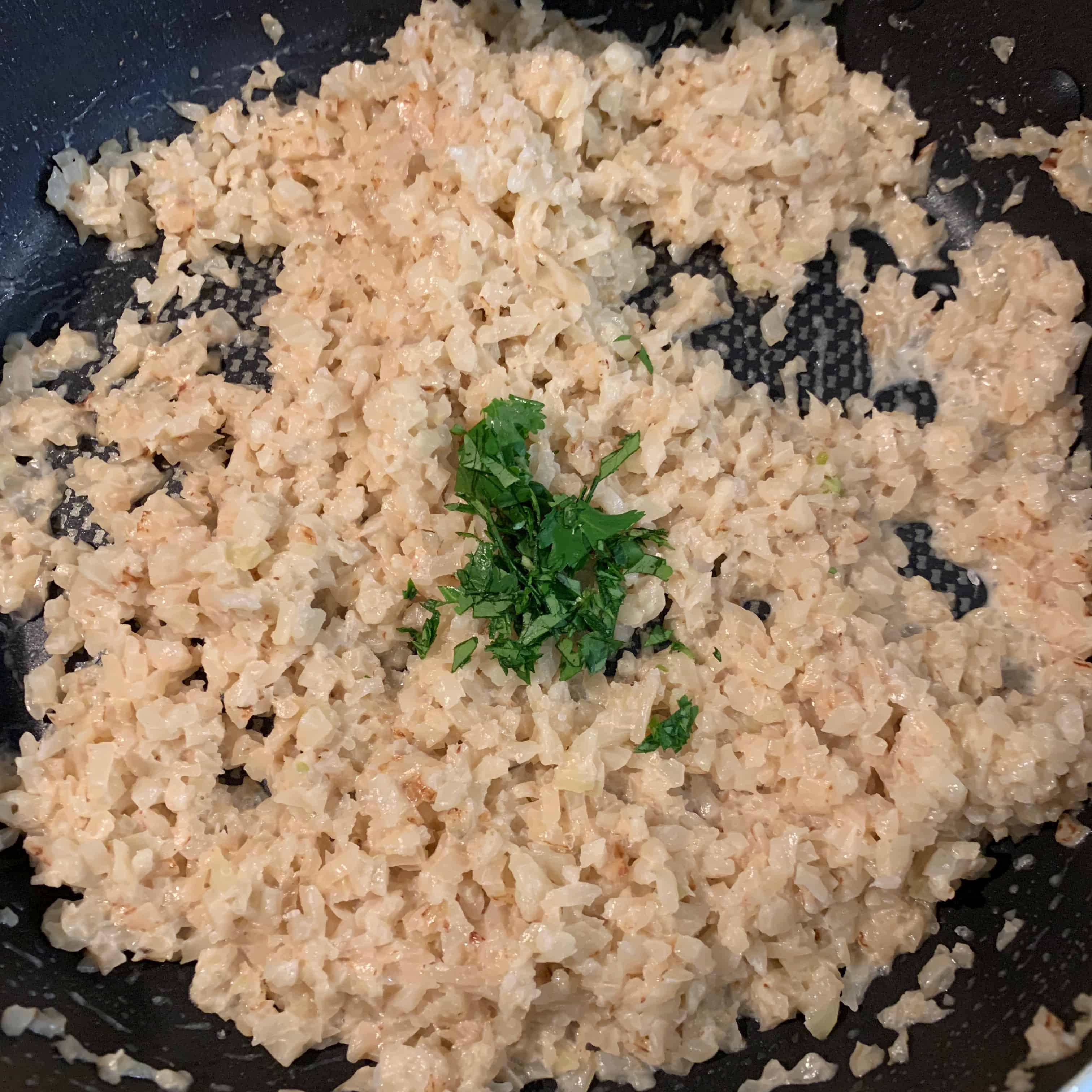 coconut cauliflower rice after cooking