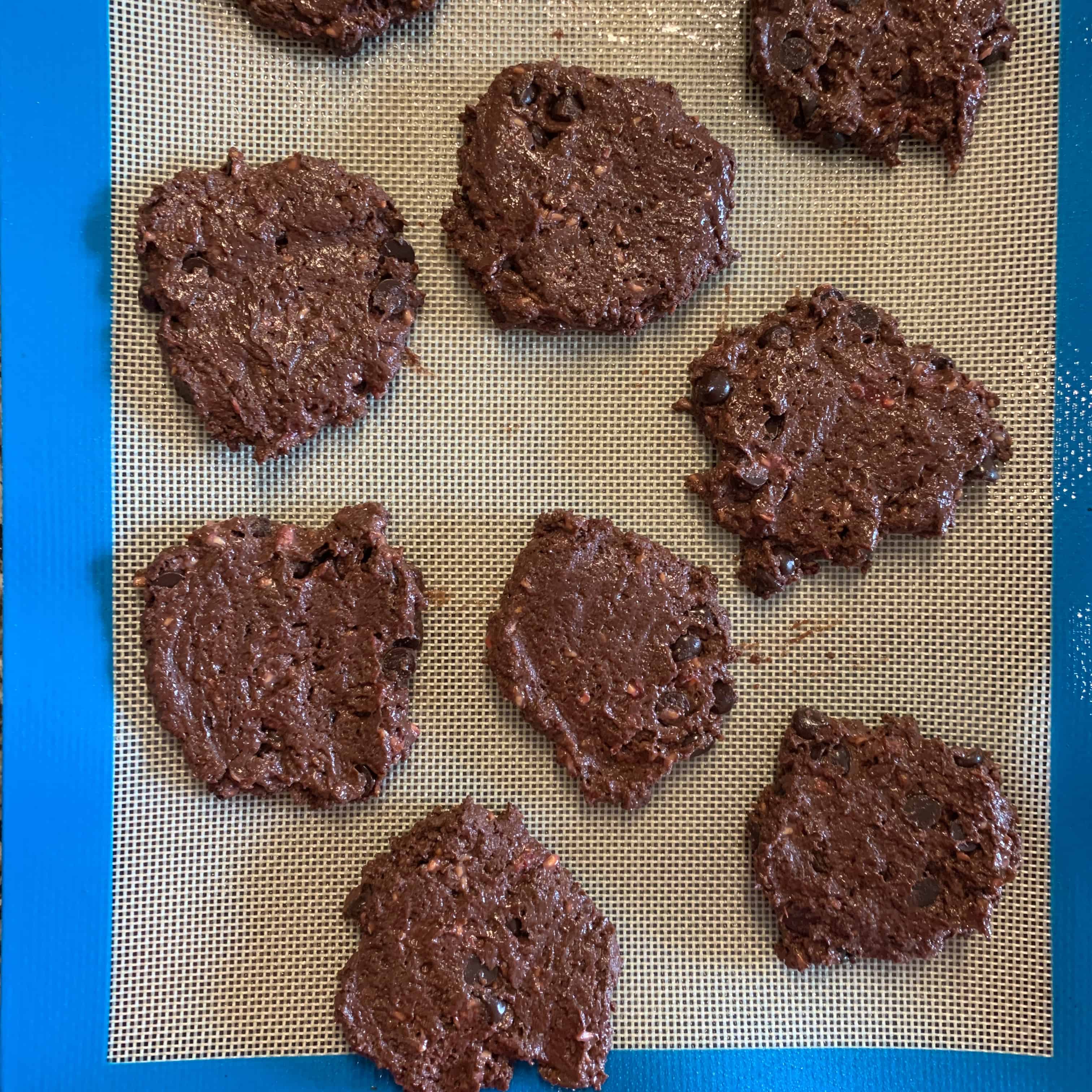 flattened low carb protein cookies before baking