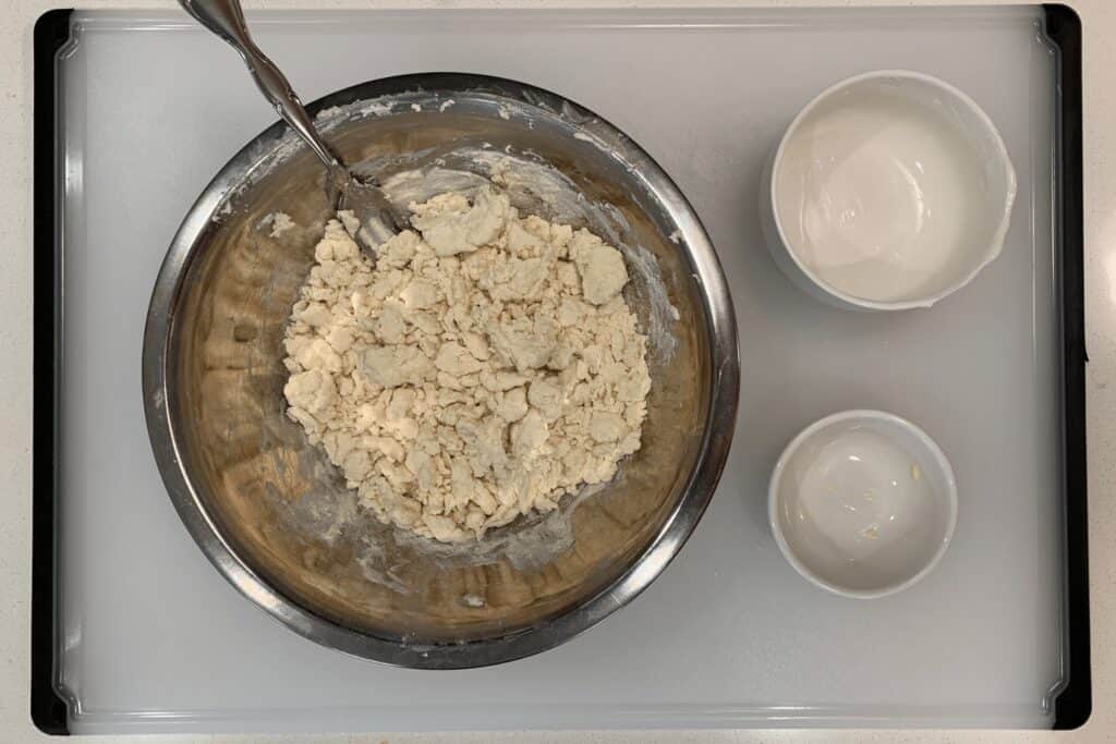 Greek yogurt added to the dry ingredients and butter