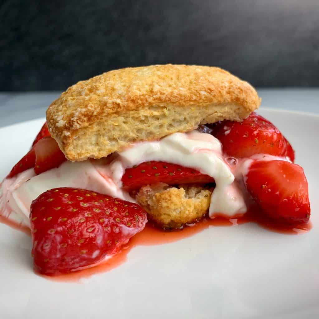 healthy strawberry shortcake with a lot of cream