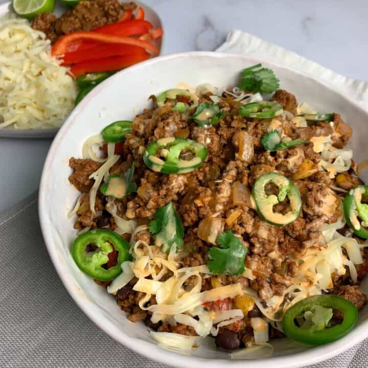 high volume taco meal prep bowls