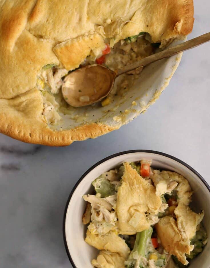 Chicken Pot Pie Casserole with Crescent Roll Dough - Bowl Me Over