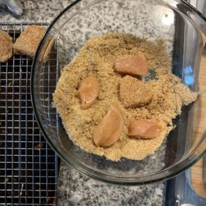 chicken in the breading mixture