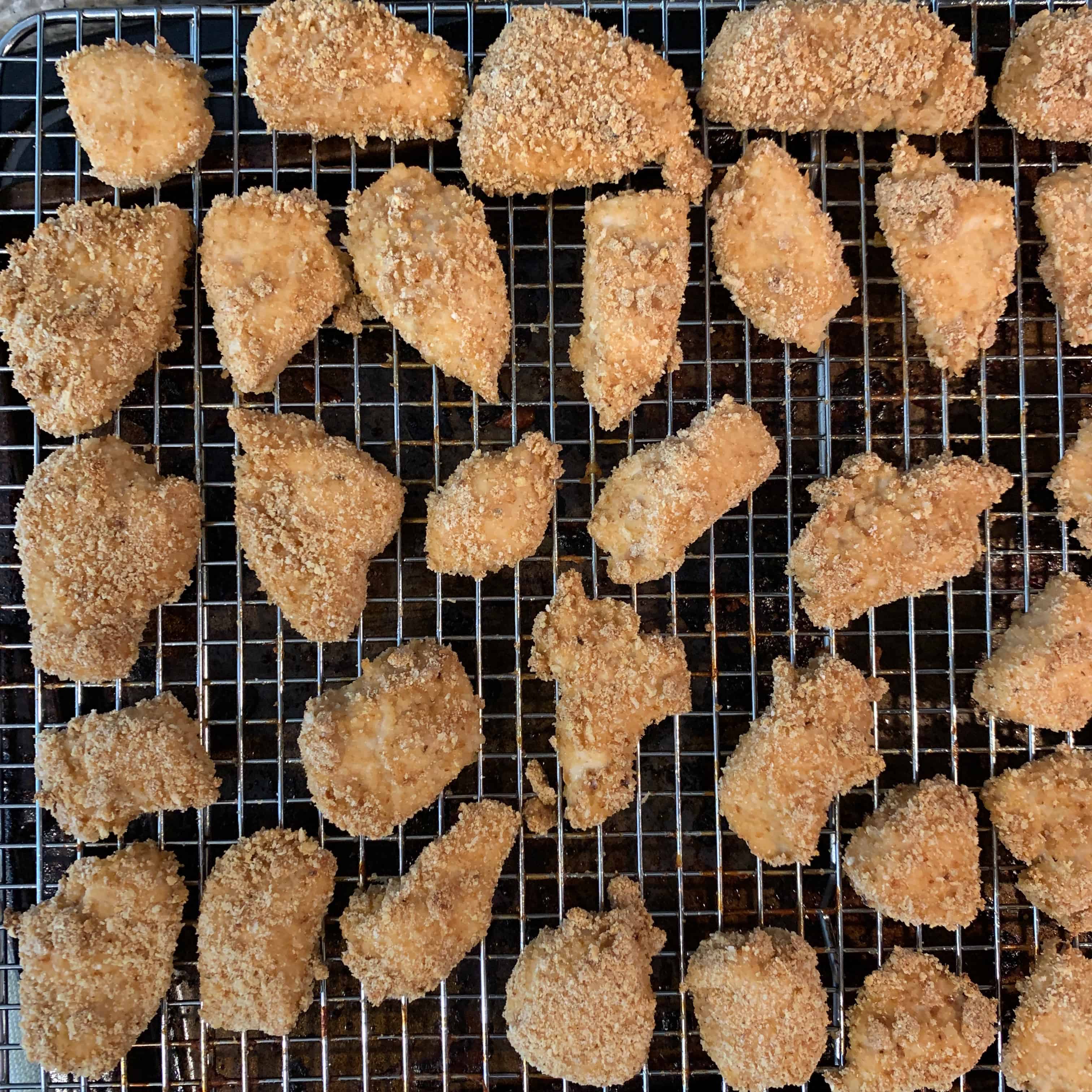 baked chicken pieces before mixing with the general tso sauce