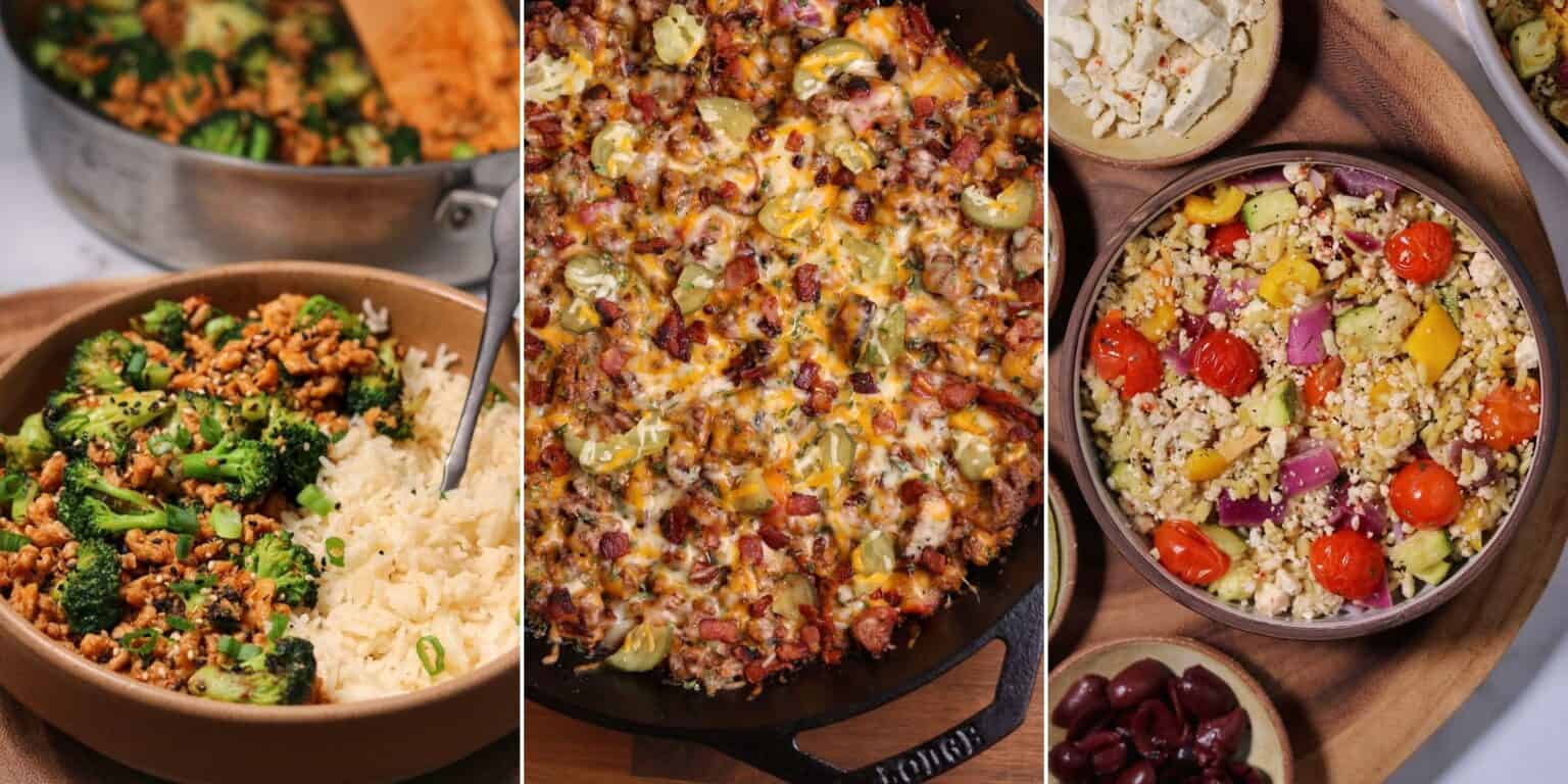 20Minute Sweet Chili Ground Beef and Brussels Sprouts Skillet