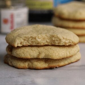 vanilla bean protein sugar cookies stacked