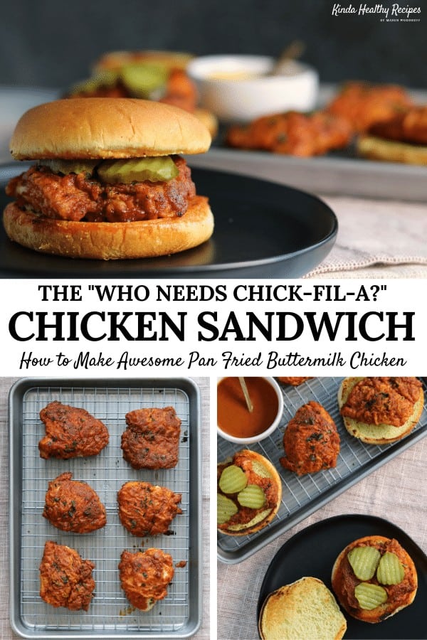 A simple recipe for homemade crispy chicken that pan fries lightly breaded chicken thighs for juicy, flavorful chicken sandwiches with 21 grams of protein, 9 grams of fat, 300 calories, and 7 WW Smart Points. 