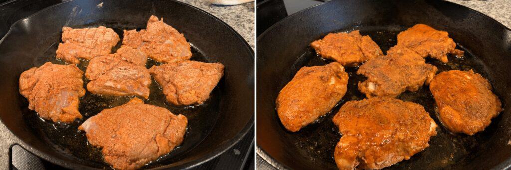 pan fried chicken thighs in cast iron skillet