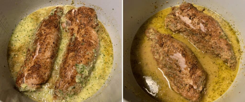 pork tenderloin carnitas before and after pressure cooking
