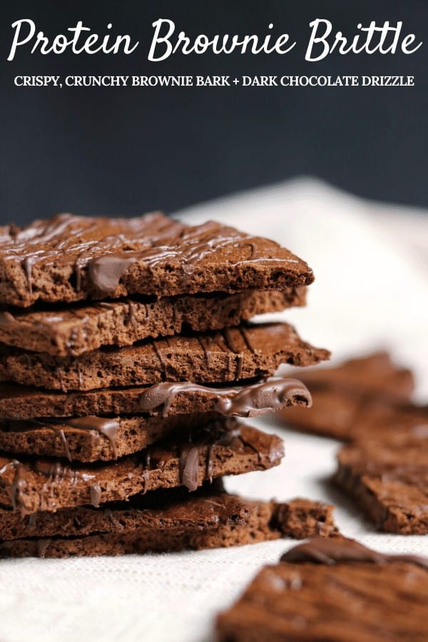 A 5-ingredient recipe for crispy, crunchy brownie brittle that’s made with sugar free brownie mix, protein powder, and dark chocolate chips. Perfect for your next get together or an on-the-go snack!