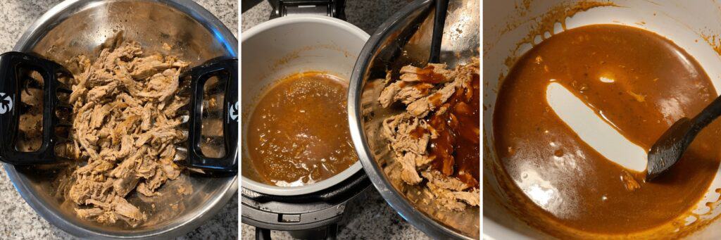 reducing the sauce for pulled pork using the Ninja Foodi sauté function